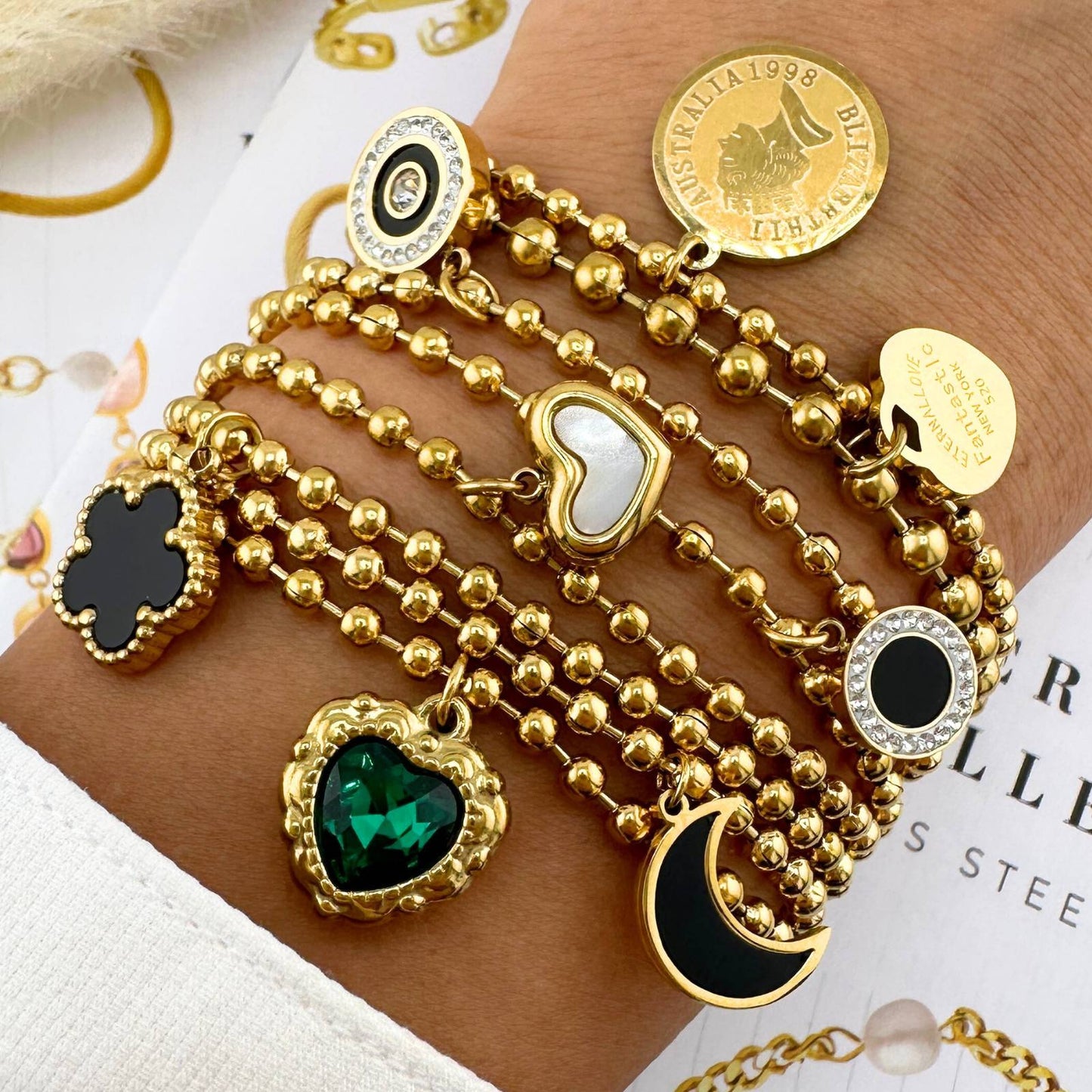 Gemora Special - 18K Goudvergulde "Hearts" Armband – Romantiek