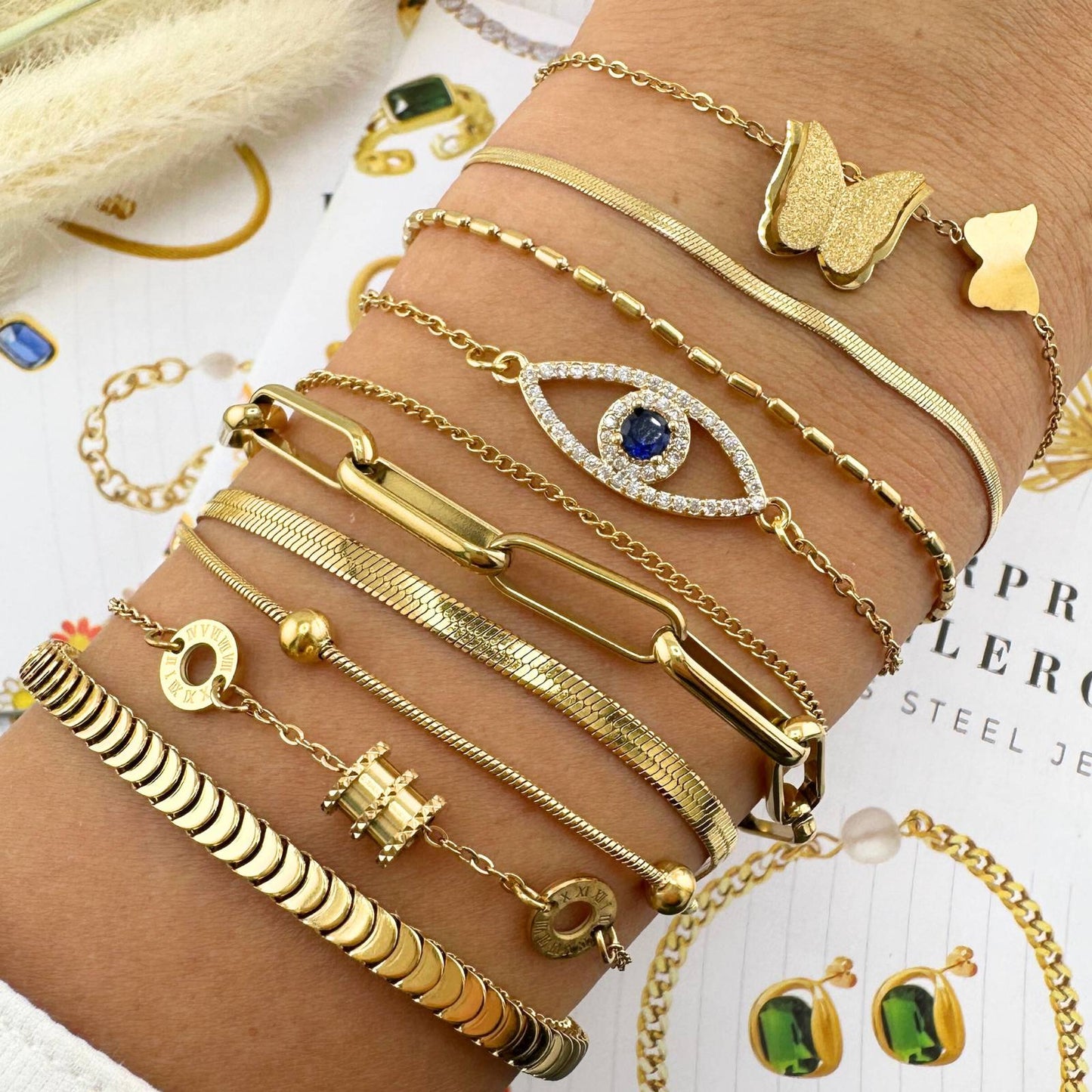 Gemora Special - 18K Goudvergulde "Evil Eye" Armband
