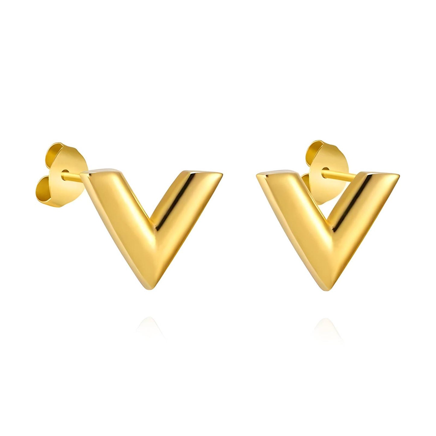 Gemora Special - 18K Vergulde "Letter V" Oorbellen