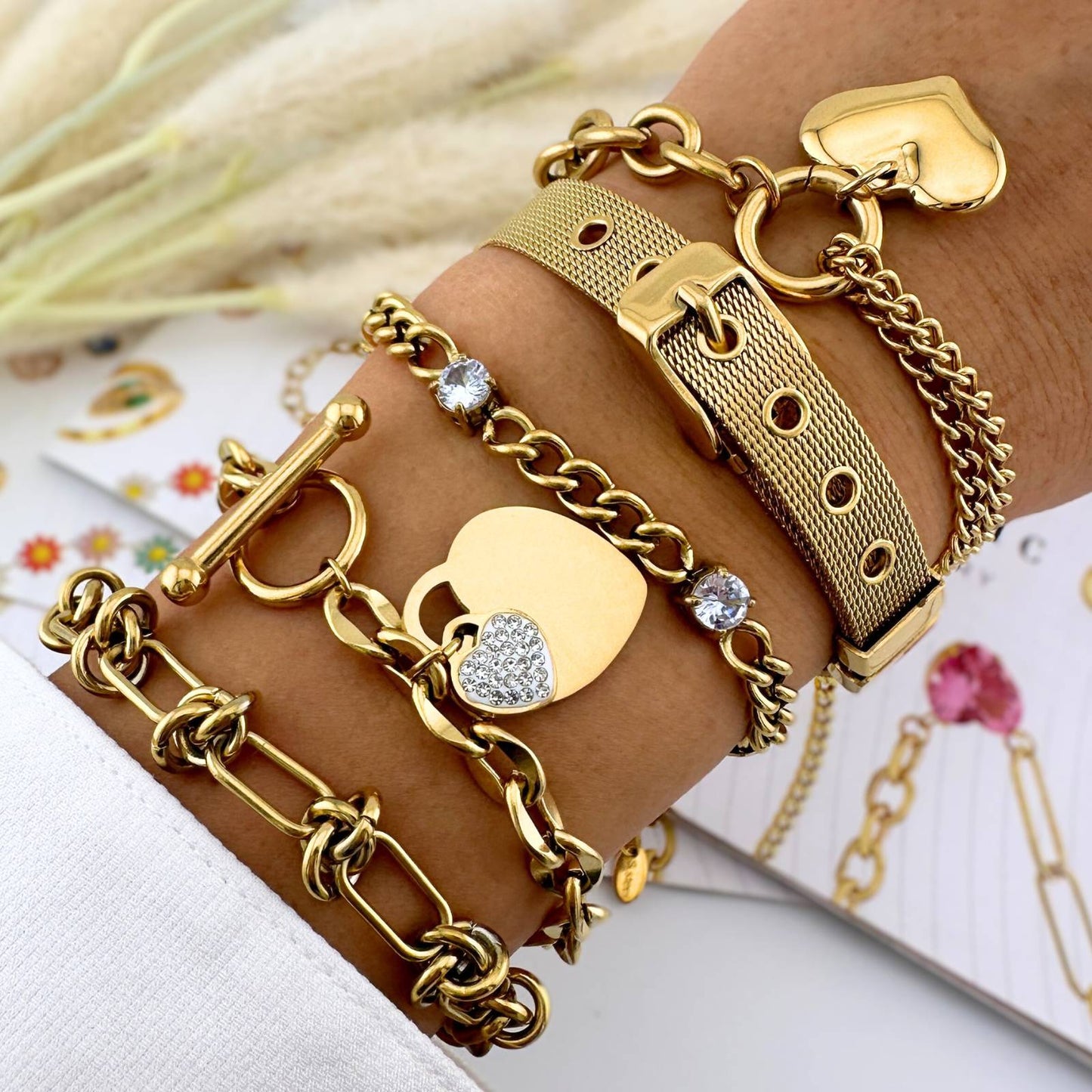 Gemora Special - 18K Goudvergulde "Hearts" Armband – Tijdloze Liefde