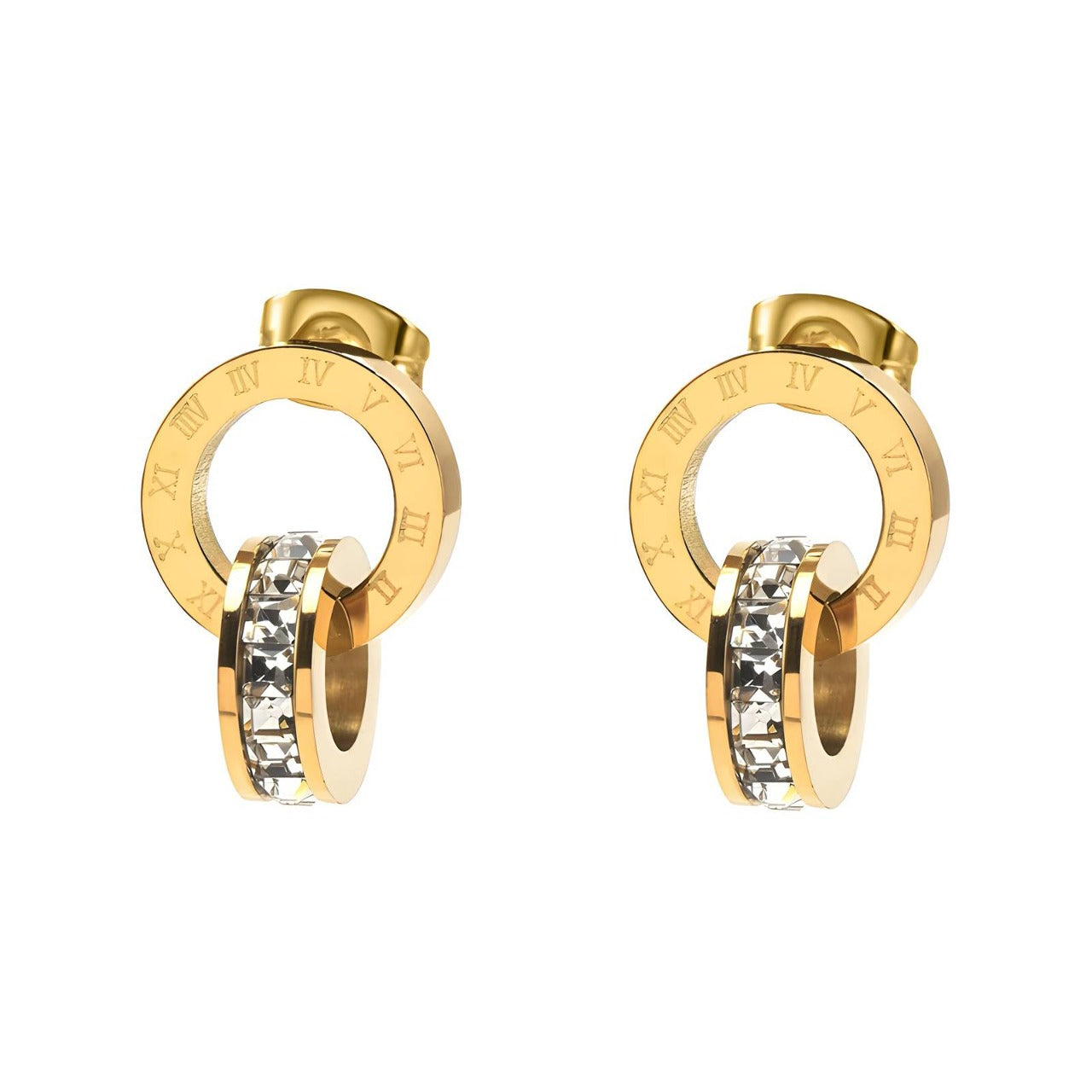 Gemora Special - 18K Vergulde Romeinse Kristal Oorbellen