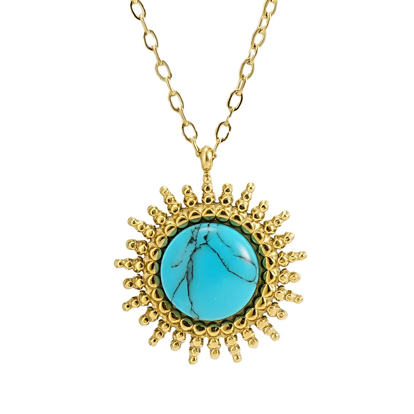 Gemora Special - 18K Vergulde Natuursteen Halsketting