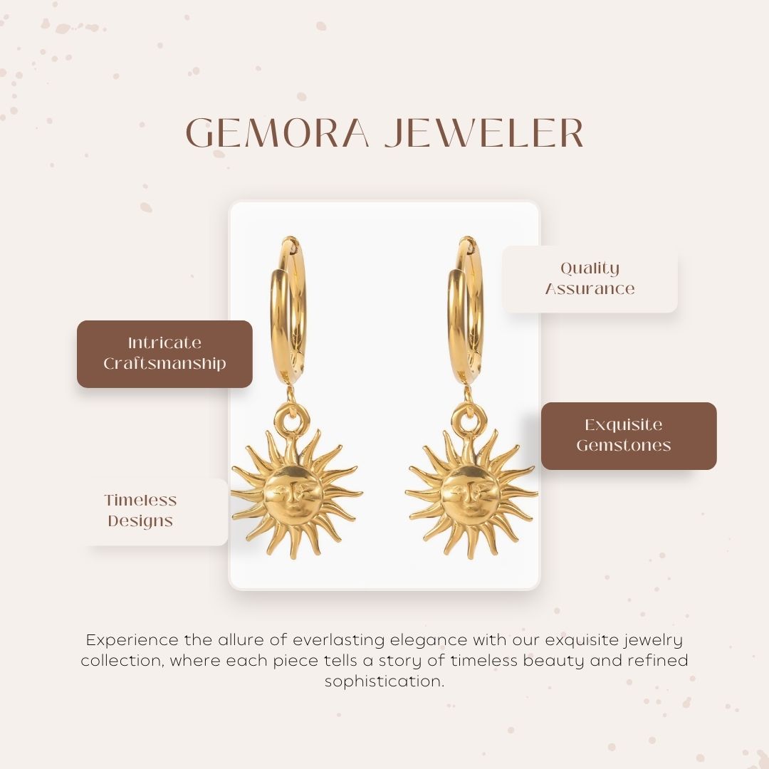 Gemora Special - 18K Vergulde "Sun" Oorbellen