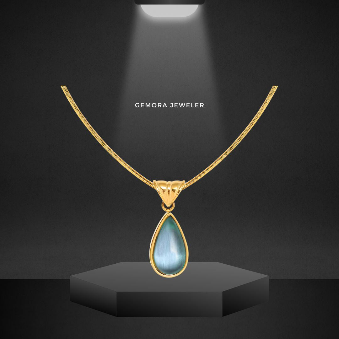 Gemora Special - 18K Goudvergulde "Betoverende Steen" Halsketting