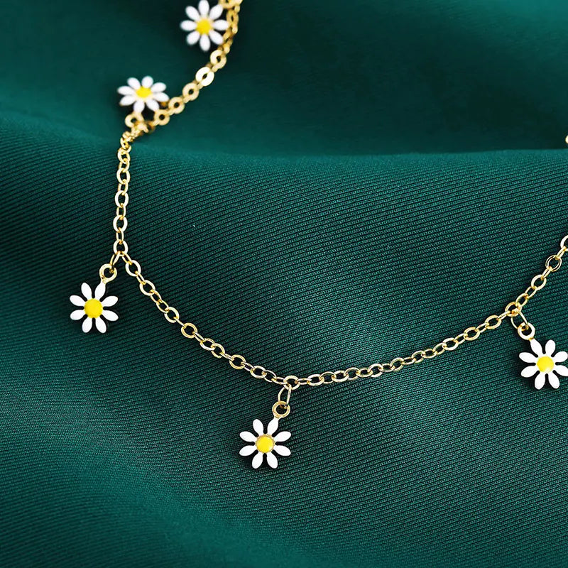 Handmade Bohemian Daisy Anklets for Women Jewelry