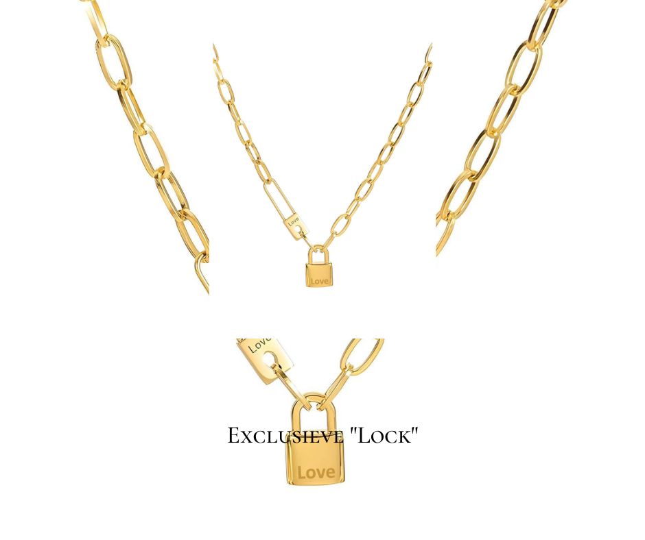 Gemora Special - 18K Vergulde "Lock" Halsketting