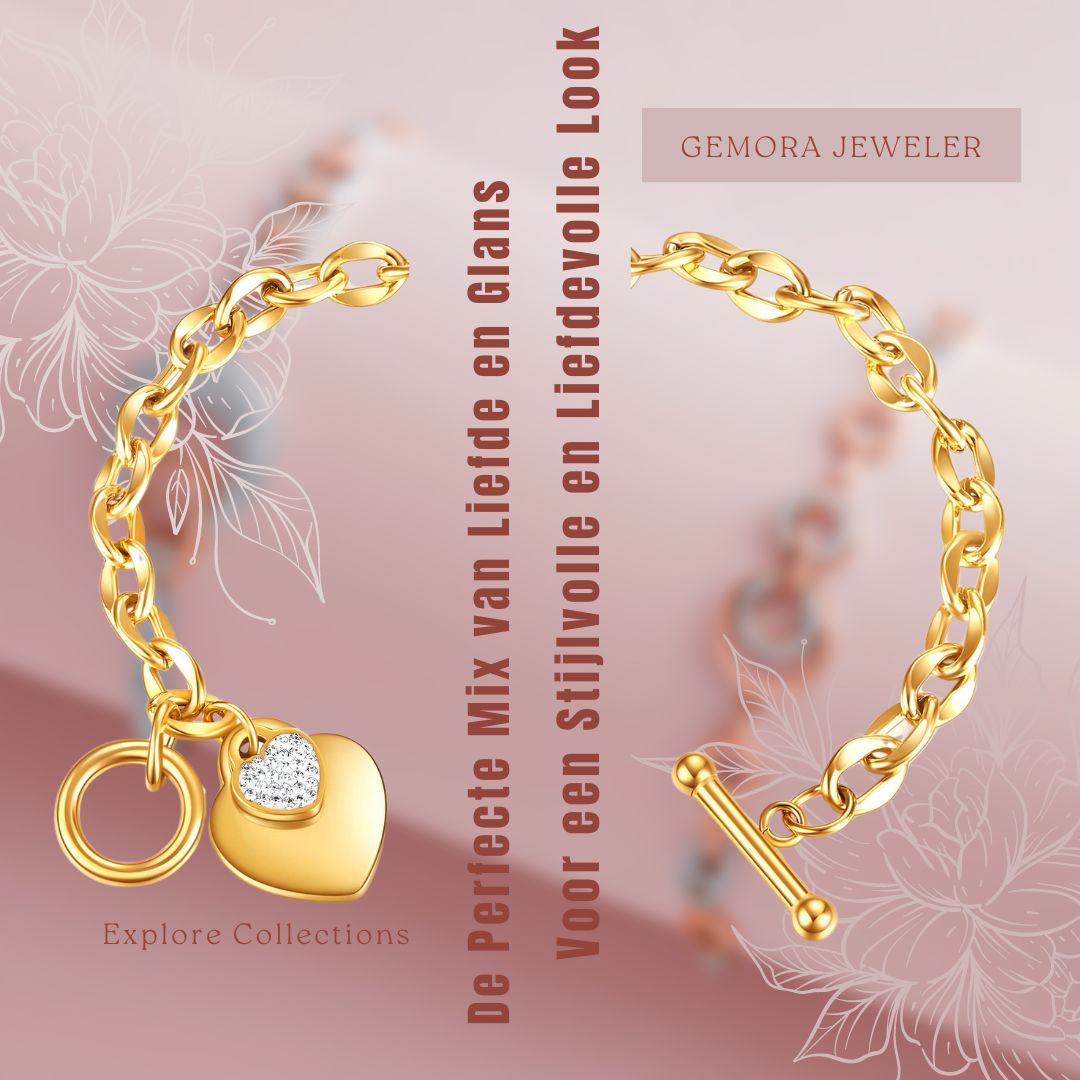 Gemora Special - 18K Goudvergulde "Hearts" Armband – Tijdloze Liefde