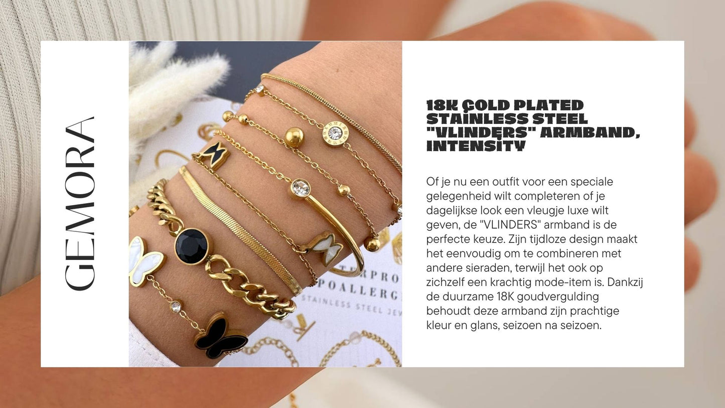 Gemora Special - 18K Goudvergulde "Vlinders" Armband