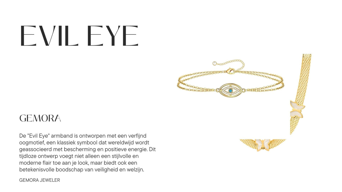 Gemora Special - 18K Vergulde "Evil Eye" Luxe Armband