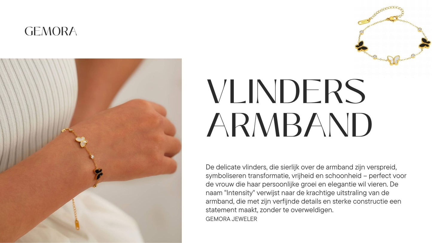 Gemora Special - 18K Goudvergulde "Vlinders" Armband