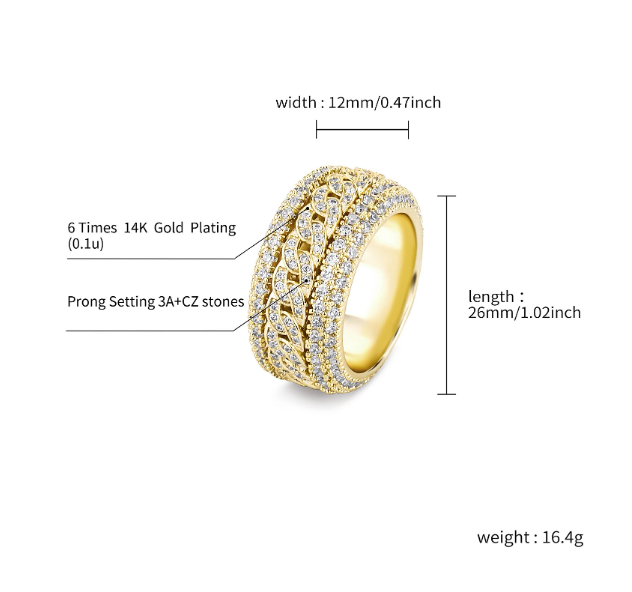 Bling Iced Out Cuban Rings