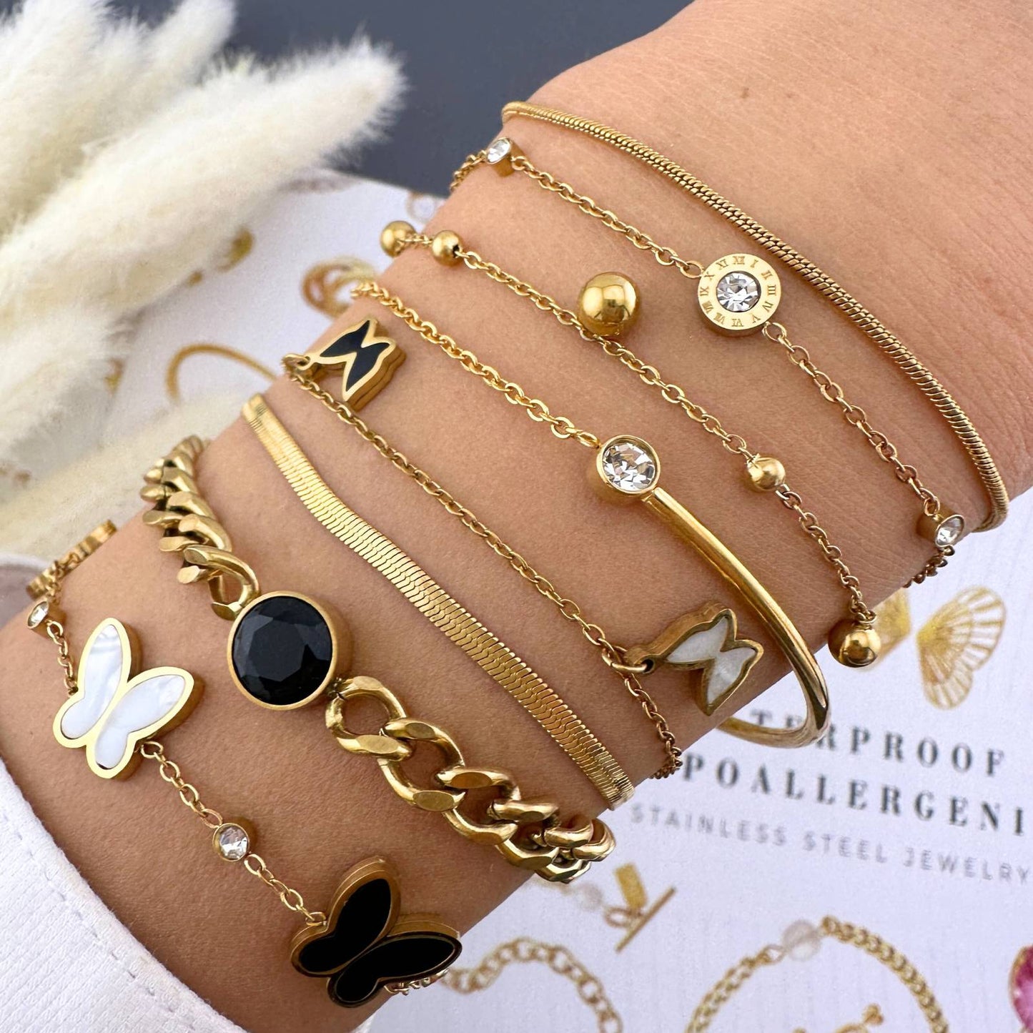 Gemora Special - 18K Goudvergulde "Vlinders" Armband