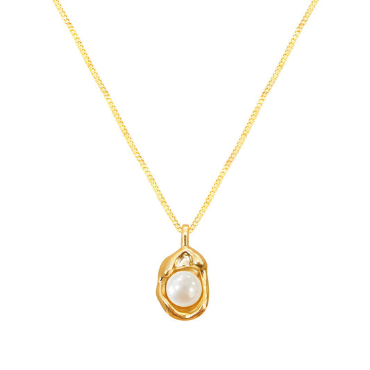 Gemora Special - 18K Goudvergulde Halsketting met Parel
