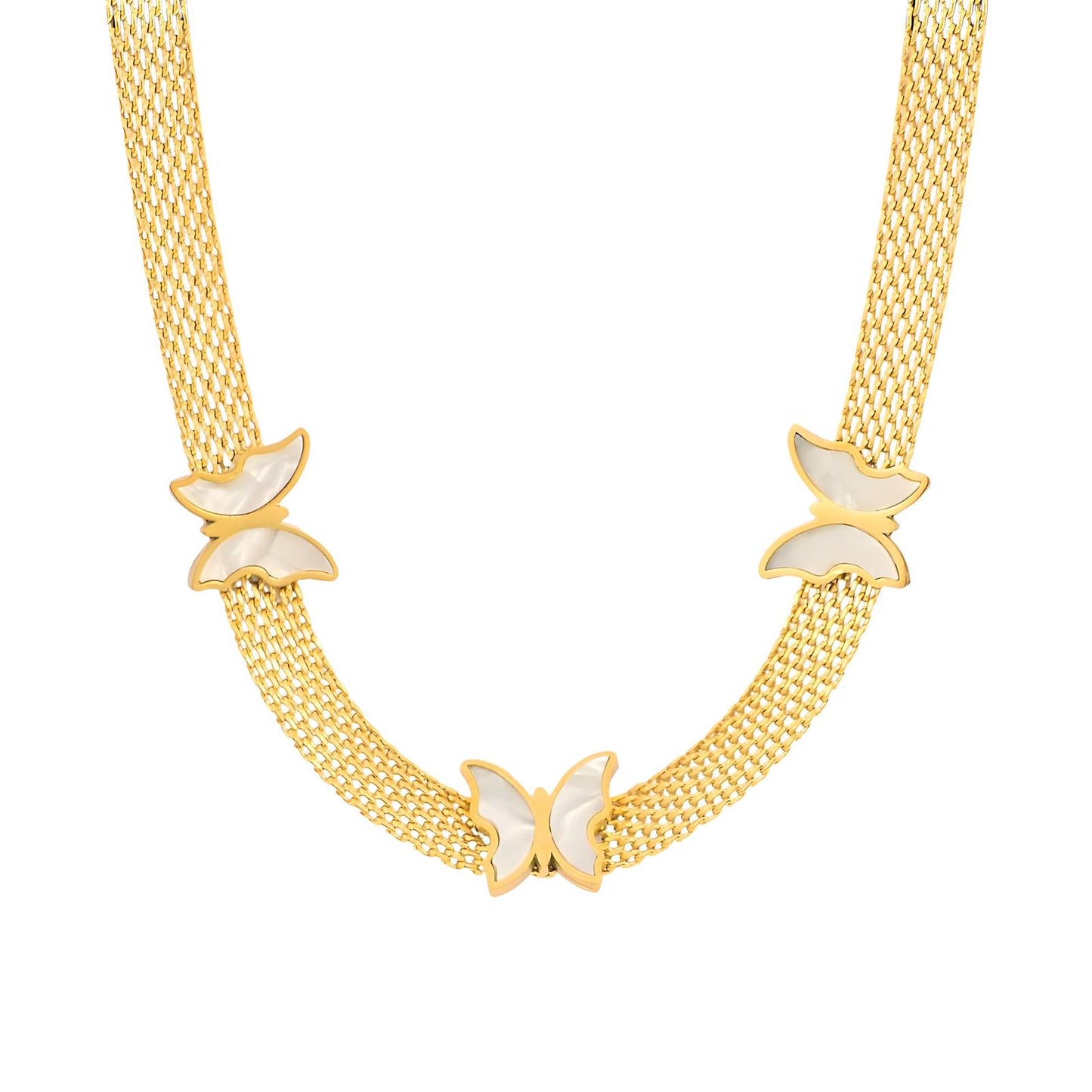 Gemora Special - 18K Vergulde "Vlinders" Halsketting