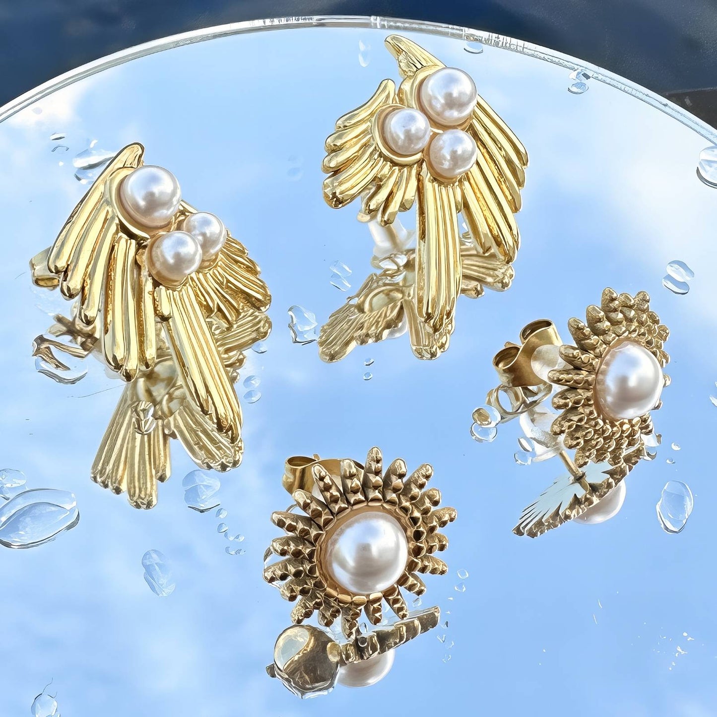 Elegant Pearl Jewelry Set – Necklace, Bracelet & Earrings – Gold Plated