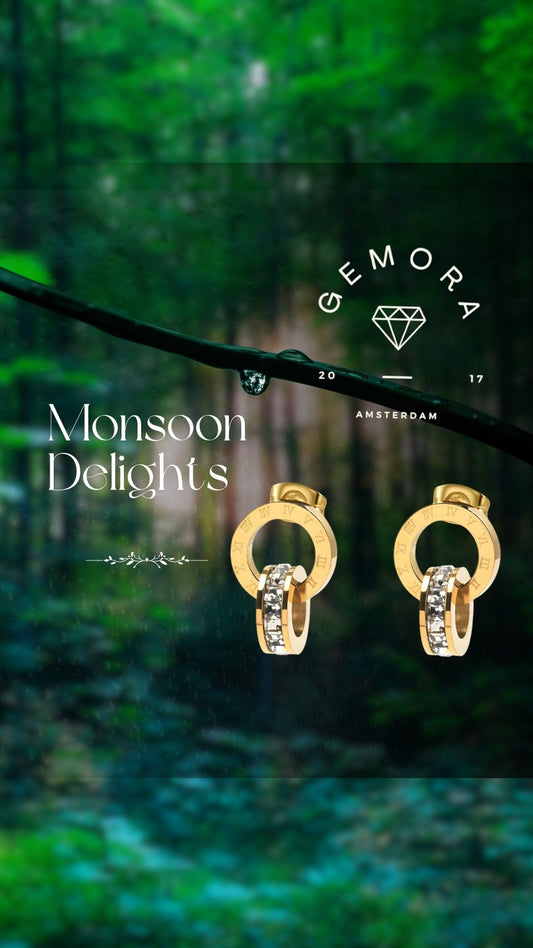 Gemora Special - 18K Vergulde Romeinse Kristal Oorbellen