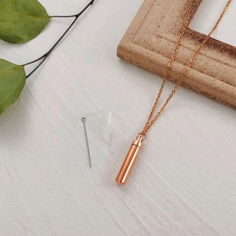 Vnox Minimalist Urn Cremation Necklaces for Men Women,Hollow Tube Memorial Ashes Pendant Vial, Keepsake Gift Perfume Holder