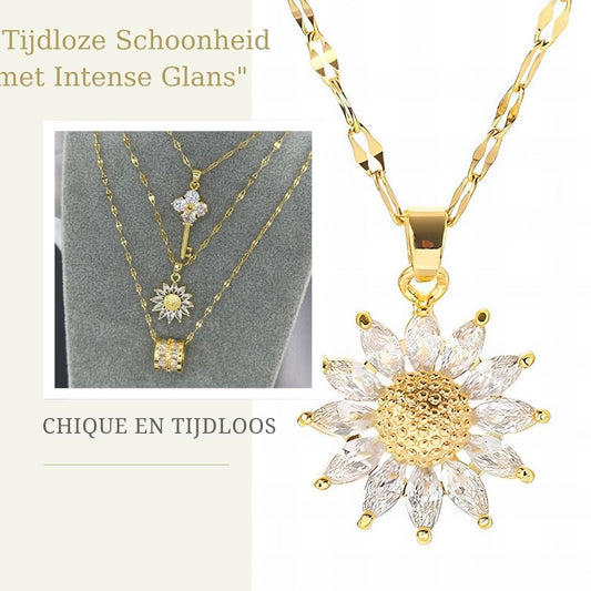 Gemora Special - 18K Goudvergulde "Flower" Halsketting