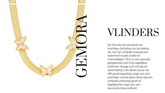 Gemora Special - 18K Vergulde "Vlinders" Halsketting