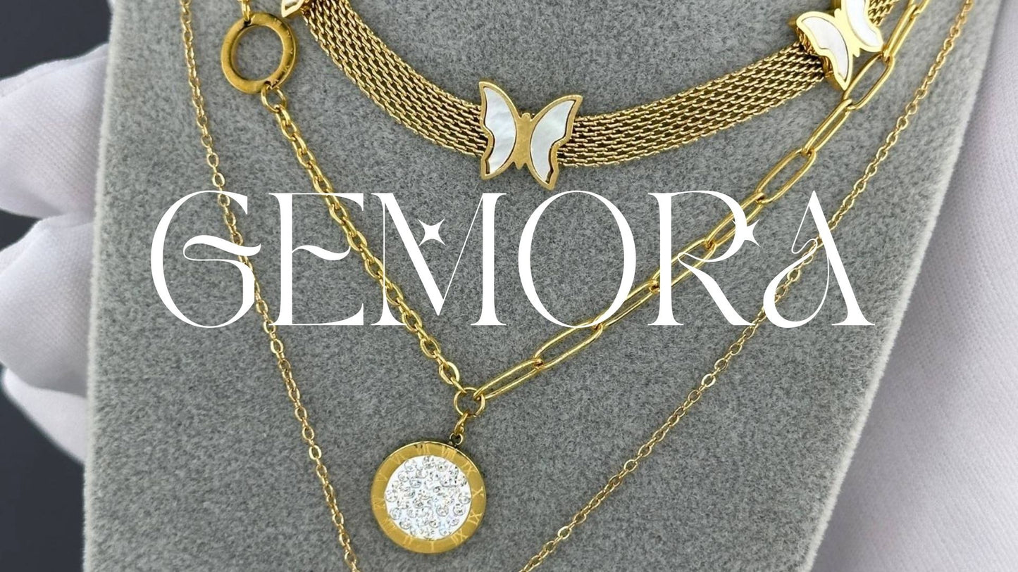 Gemora Special - 18K Vergulde "Vlinders" Halsketting